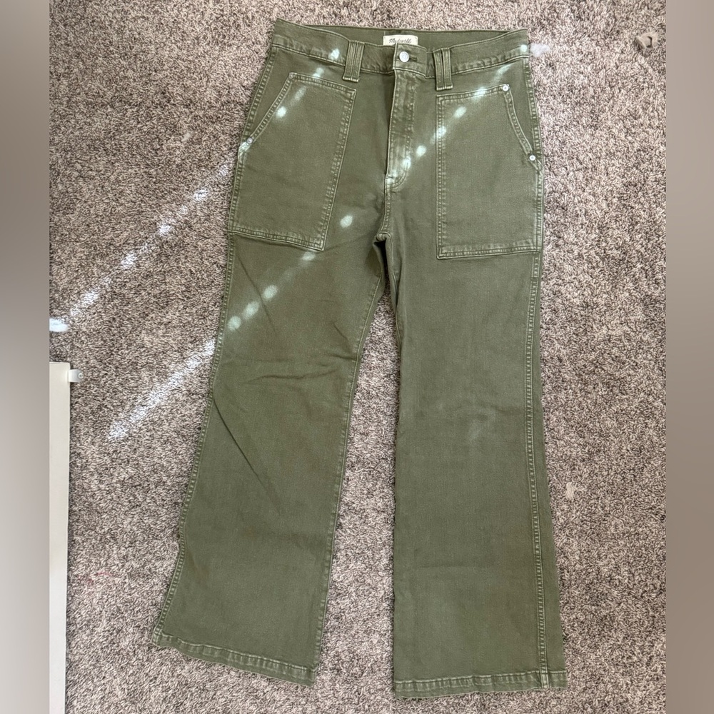 Light Olive Green Flared Pants Madewell
